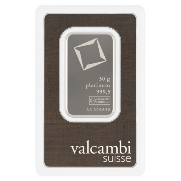 Sztabka platyny Valcambi 50 g