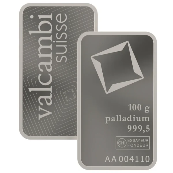 Sztabka palladu Valcambi 100 gramów