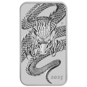 Srebrna moneta w kształcie sztabki Dragon 2025 - 1 uncja srebra