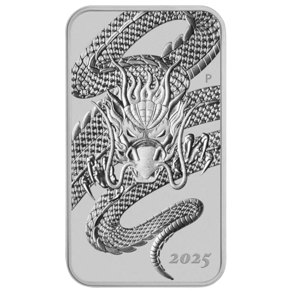 Srebrna moneta w kształcie sztabki Dragon 2025 - 1 uncja srebra