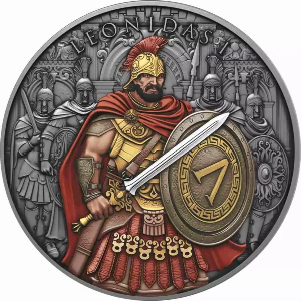 Srebrna moneta Leonidas – Legendary Warriors – Antique Color – 1 uncja srebra