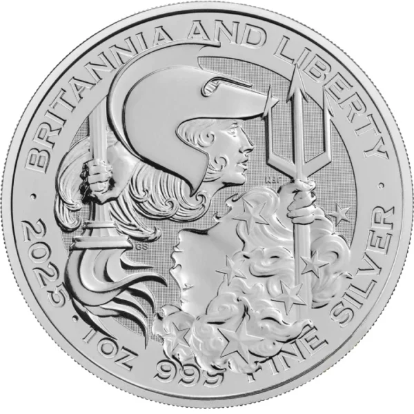 Srebrna moneta Britannia i Liberty 2025 - 1 uncja srebra
