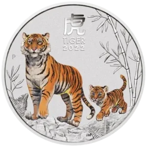 Lunar III Rok Tygrysa 1 uncje srebra 2022 Kolorowany
