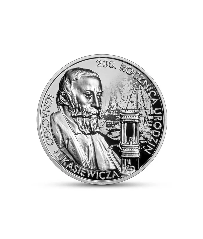 Srebrna moneta 200 rocznica urodzin Ignacego Łukasiewicza 2022 - 1 uncja srebra