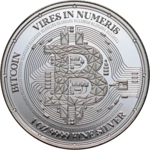 Srebrna moneta Bitcoin 2023 - 1 uncja srebra